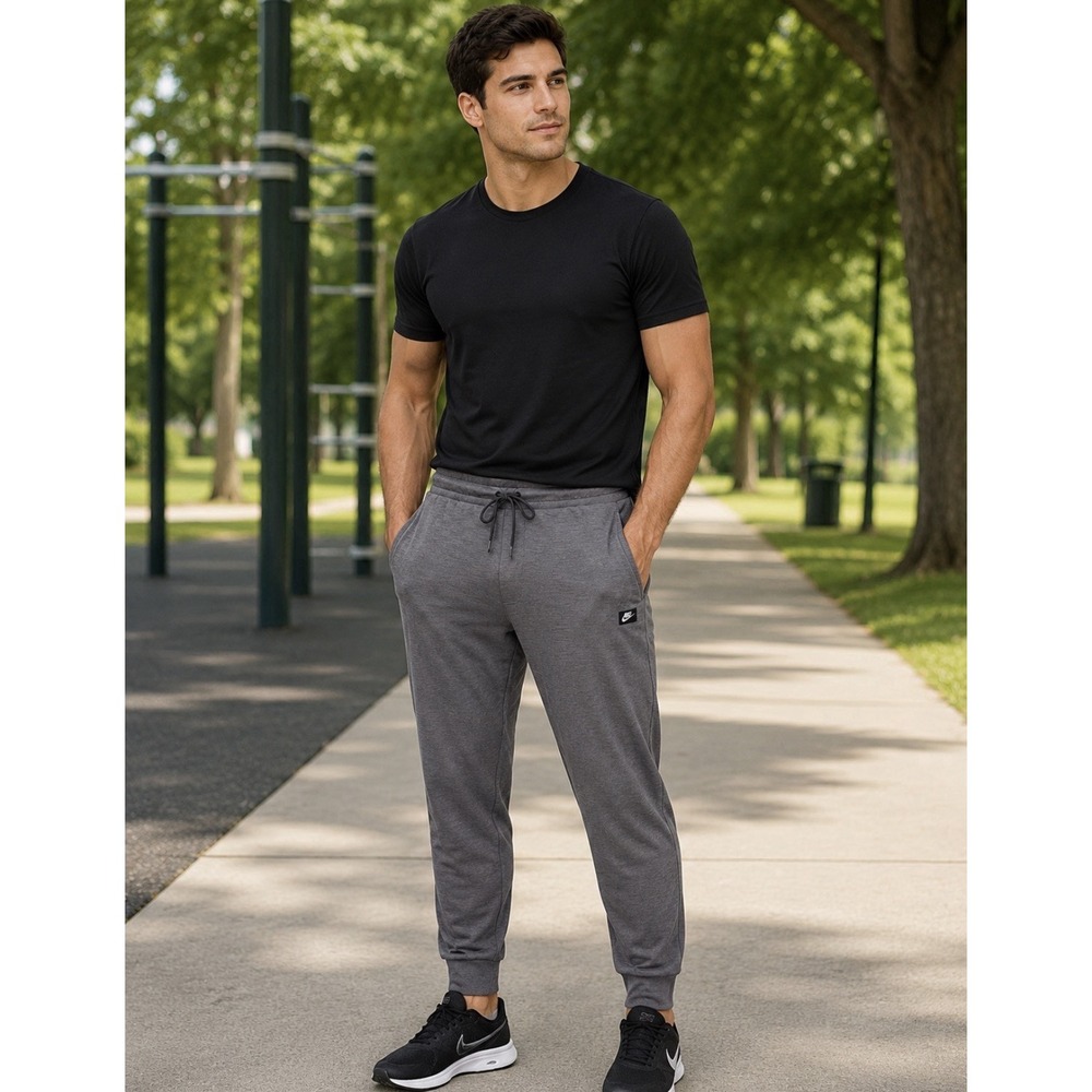 Nike Jogger Pants Mens XL Gray Fleece Sweatpants Drawstring Waist